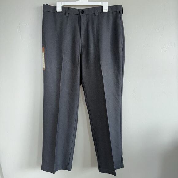 NWT Haggar Mens 38x29L Classic Fit Cool 18 Performance Pants Dark Heather Gray - Picture 1 of 5